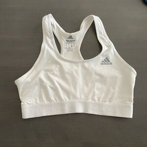White Adidas sports bra, size S